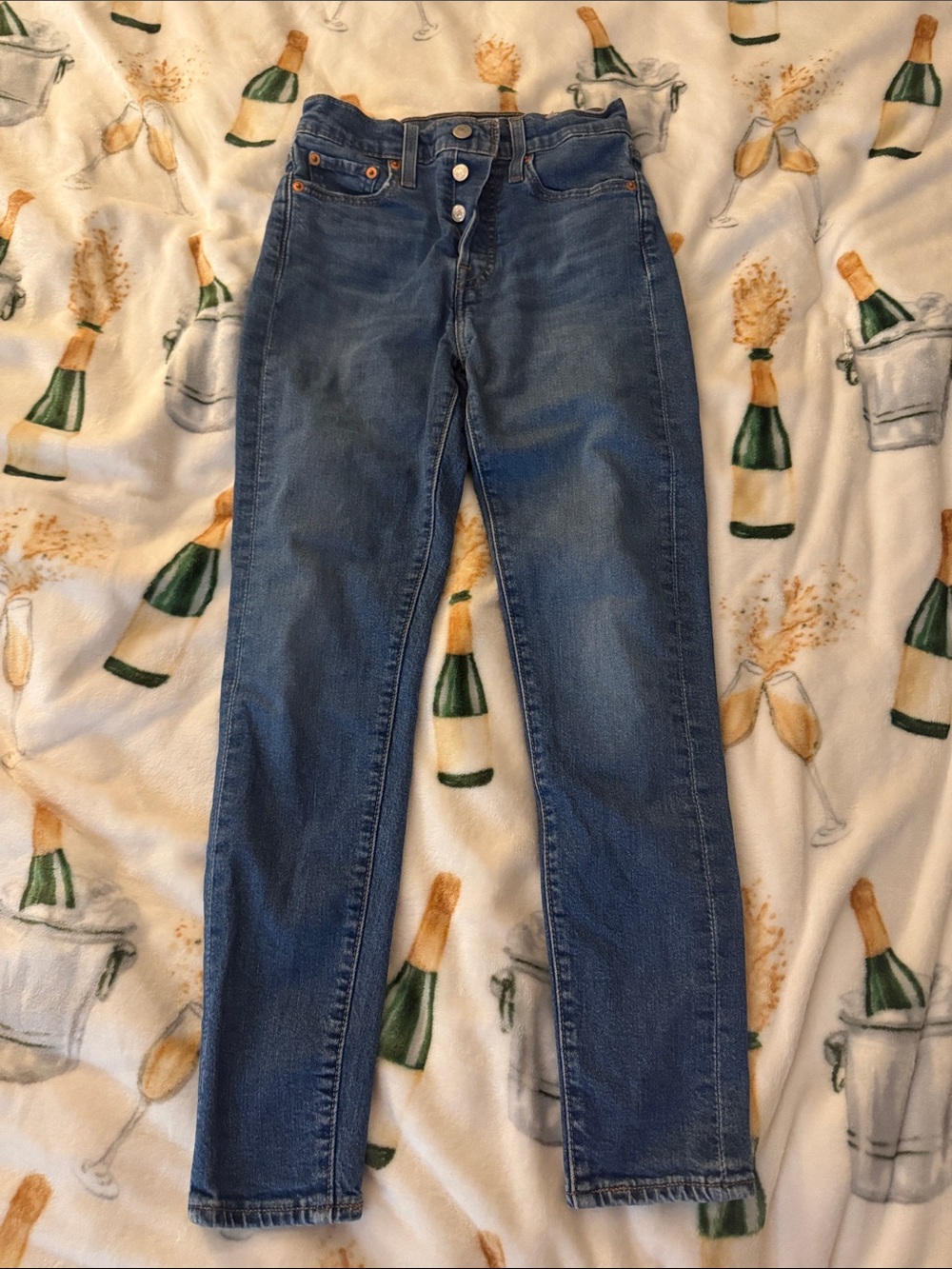 Levi's Wedgie skinny Dark Blue Jeans with Button Fly